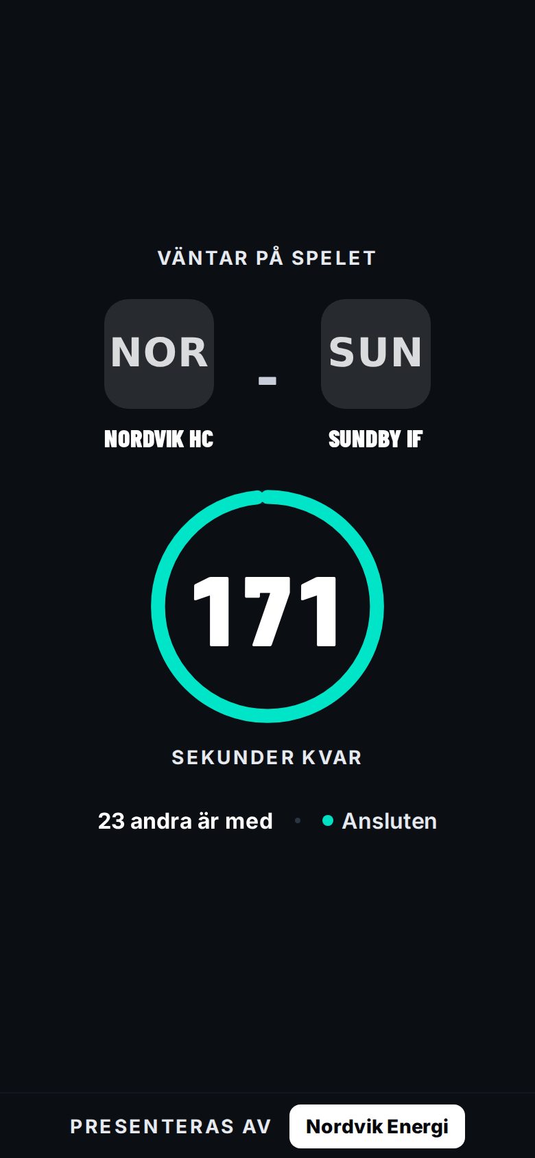 Mobilen i lobbyn: Nordvik HC mot Sundby IF och en nedräkning till spelet.