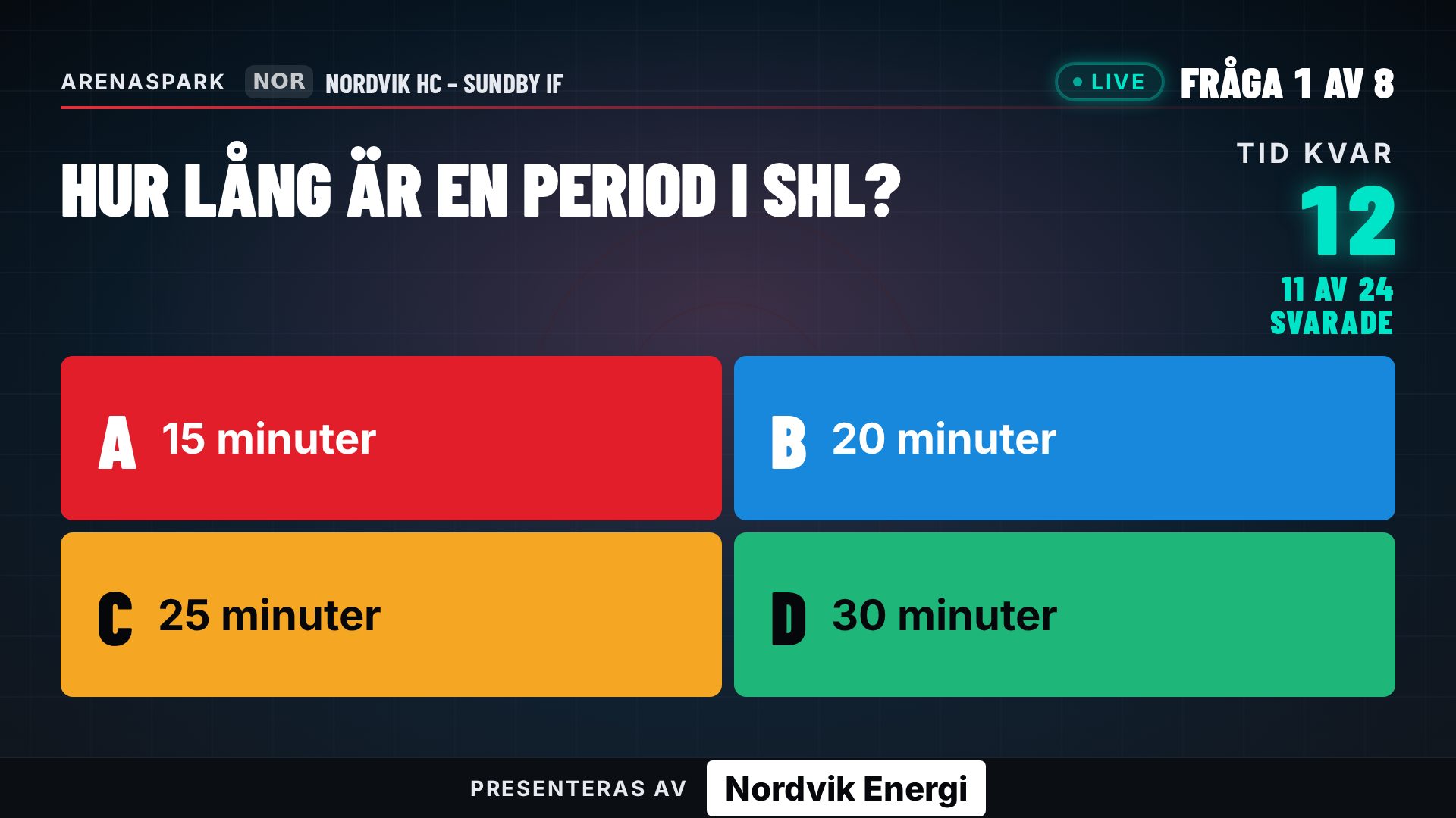 Storbilden under en fråga med ”Presenteras av Nordvik Energi” i nederkanten.